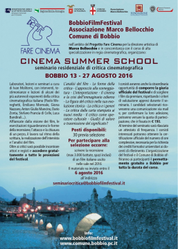 Seminario CRITICA CINEMATOGRAFICA - Bobbio Film Festival 2016